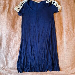 Navy Crochet Sleeve Women’s Dress